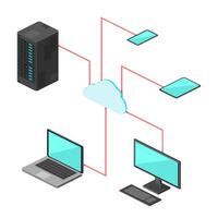 Isometric Cloud Access and Storage Concept Icon Illustration Color Design vector