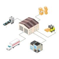 Isometric Warehouse Production and Distribution Concept Icon Illustration Color Design vector