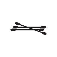 Simple cotton swabs icon isolated on white background in silhouette style. Bathroom accessories. Icon for web design, tag, label. vector