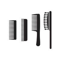 Simple comb icon set isolated on white background in silhouette style. Bathroom accessories. Icon for web design, tag, label. vector