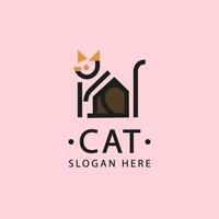 Cat logo design minimalist template vector