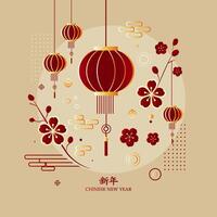 Gradient chinese new year background illustration vector