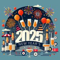 Flat design New Year's Celebration 2025 vector
