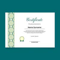 Certificate Template Design with Oriental Ornament on Left Side vector