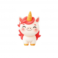 A cute cartoon unicorn character with a joyful expression and vibrant colors. png