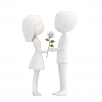 A couple exchanging love and emotions with a white rose in a romantic setting. png