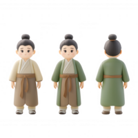 A cute cartoon character wearing traditional clothing from Asian culture. png