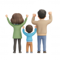 A joyful family celebrates together, showing unity and happiness in a colorful illustration. png