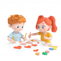 Children creating colorful artwork together with joy and imagination. png