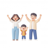 Happy family celebrating together with joy and enthusiasm in a playful setting. png