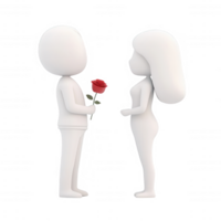 Two characters exchanging a rose, symbolizing love and connection in a simple style. png