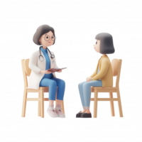 A doctor consulting with a patient in a friendly, modern medical setting. png