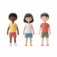 Diverse children standing together, representing friendship and unity in a playful setting. png