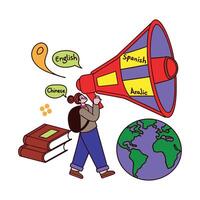 Person with globe. The world in your hand. vector