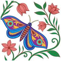 Seamless pattern with butterfly. Retro Vintage seamless pattern. vector