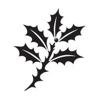 Elegant Holly Sprig Silhouette Illustration vector