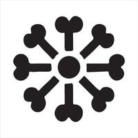 Stylish Black Bone Silhouette Snowflake Design Illustration vector