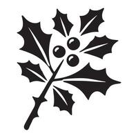 Holly Branch Silhouette Illustration for Festive Designs vector