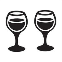 Pair of Elegant Wine Glasses Silhouette Illustration vector