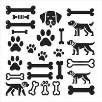 Classic Dog Breed Icons and Bones Silhouette Pack vector