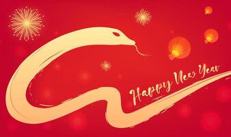 Golden snakes and lanterns in the background of the Spring Festival vector
