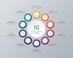 10 circle infographic template vector