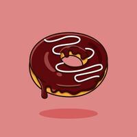 Donut melted. Donut icon illustration with sweet melted chocolate topping, isolated. Sweet appetizer concept design for dinner menu. vector