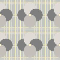 Flowers of Geometric in grey tartan style. Seamless pattern. vector