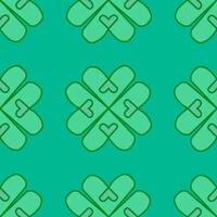 The greeny leaf of clovers with heart on seamless pattern. vector