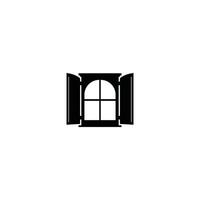 Arched window icon illustration, Open window logo, Minimalist Home Window Design In Black vector