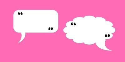 Social media notification icons with quotation sign, white speech bubbles on pink background. vector
