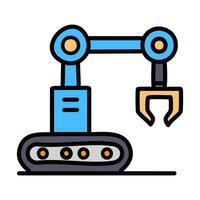 Robotic arm crane illustration, filled design editable outline icon. vector