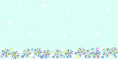 Hand Drawn Multi Color Flowers on Light blue Color Background vector