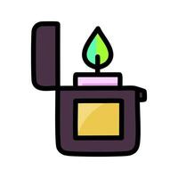 Lighter with fire filled design editable stroke icon. vector