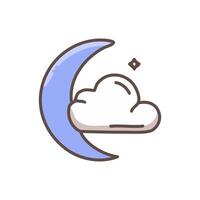 Crescent moon and cloud icon. Weather forecast symbol. illustration vector