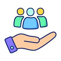 Human resources management color icon. Isolated illustration. Outline pictogram for web page, mobile app, promo vector