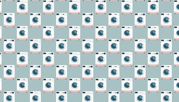 Seamless pattern with washing machine on blue background. illustration vector