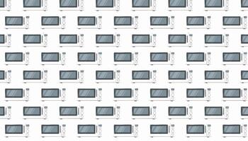 Seamless pattern with microwave ovens on a white background. vector
