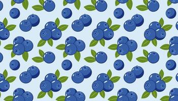 Seamless pattern with blueberries on a blue background. illustration. vector