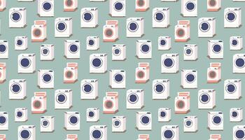 Seamless pattern with washing machines on blue background. illustration vector