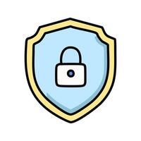 security shield with padlock illustration design, filled outline style icon vector