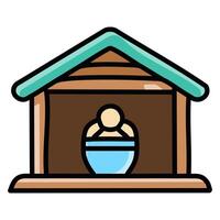 Illustration of a doghouse icon on a white background. vector