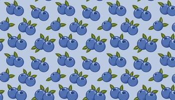Seamless pattern with blueberries on a blue background. illustration. vector