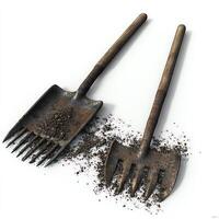 Gardening tools with soil, white isolate background photo