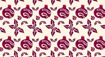 Pomegranate seamless pattern. Drawing of a pomegranate. vector