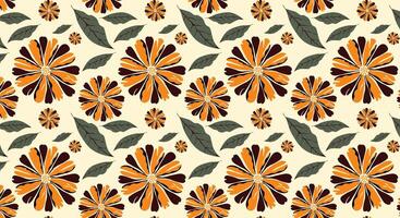 Vibrant seamless floral pattern with orange and red blossoms. Seamless pattern for beauty products or other. vector