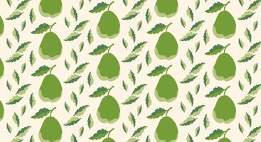 Seamless pattern with pear fruit. Fresh green pears in cartoon style. vector