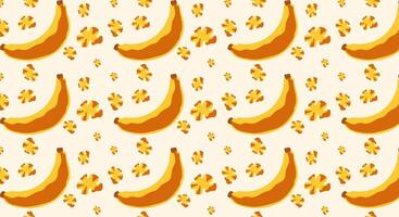 Bananas seamless pattern. Tropical fruits, Simple drawing of entire. vector