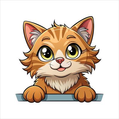 LaPerm Cat Peeking Clipart