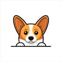 Peeking Welsh Corgi Dog Peeking Face vector